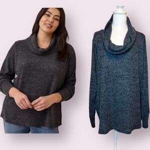 Torrid Brushed Waffle Knit Cowl Neck Top Charcoal Gray Size 3X